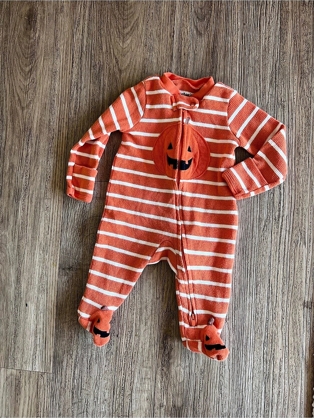 Carters Striped Pumpkin Footie in Orange & White Baby 3M